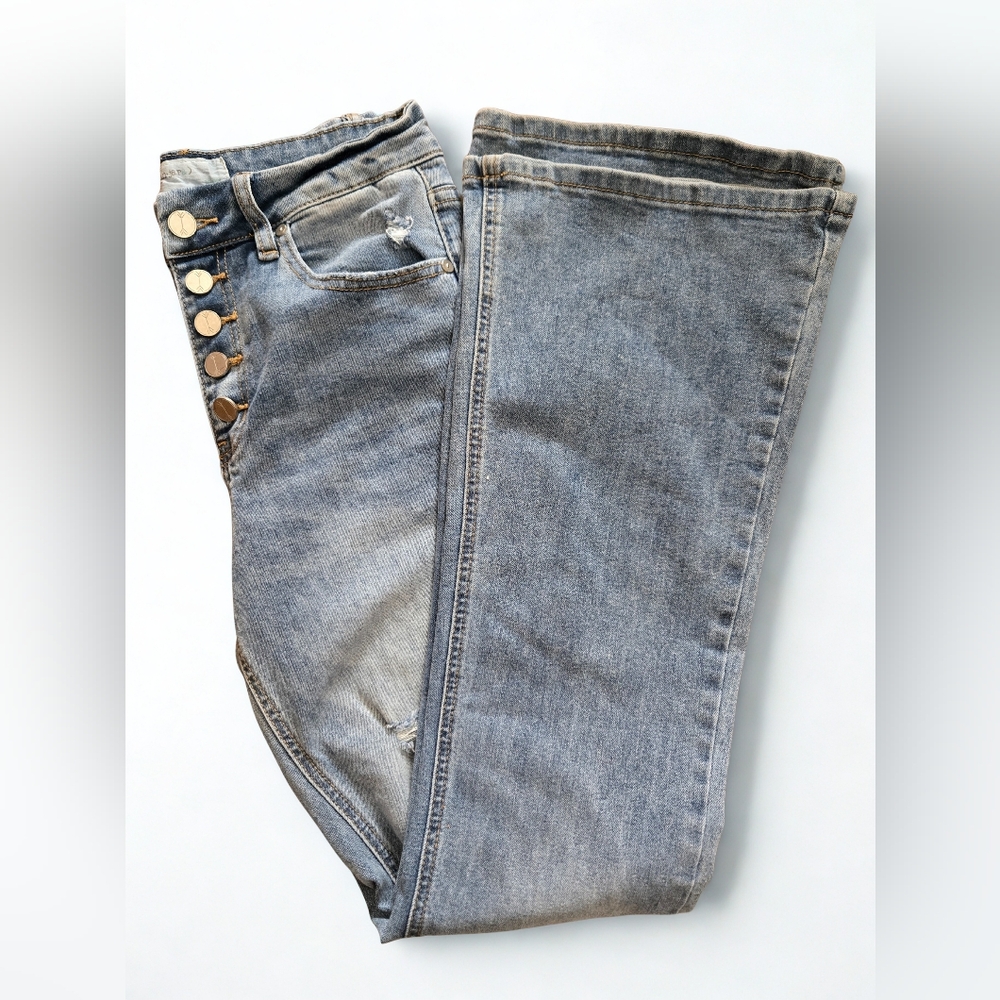 Classic Blue Flare Jeans for Women - Picture 3 of 8